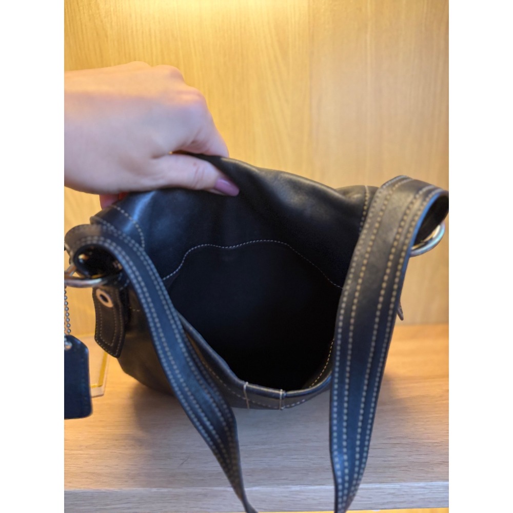 Coach Soho Black Leather Buckle Flap Shoulder Bag - Picture 4 of 6